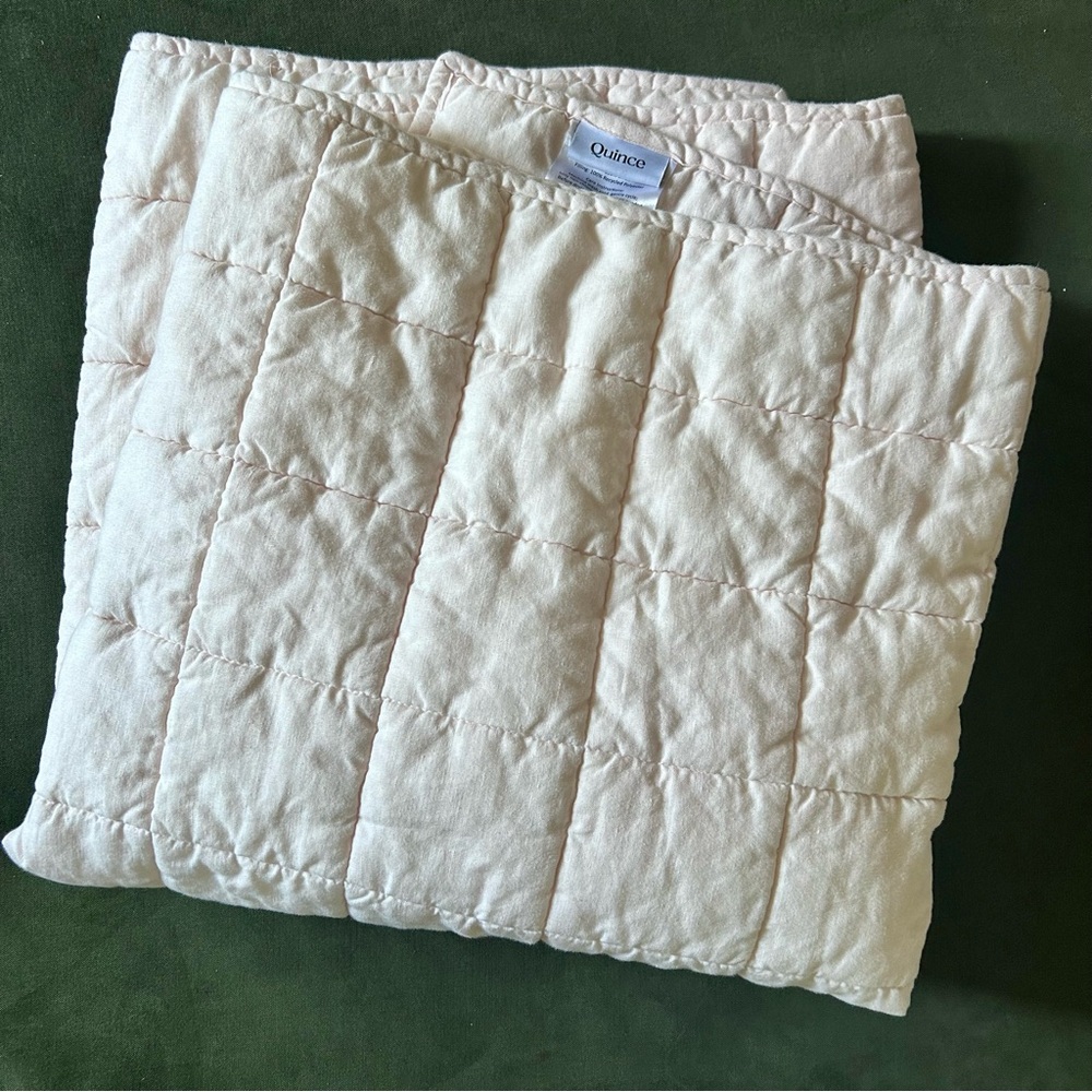 Quince Blush Pink European Linen Toddler Quilt